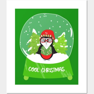 COOL Christmas Penguin Snowglobe Posters and Art